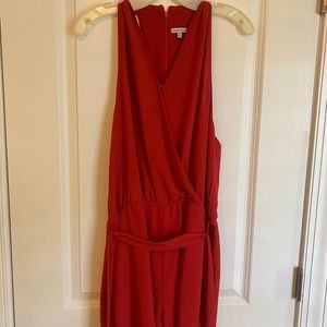 Red chiffon romper with tie